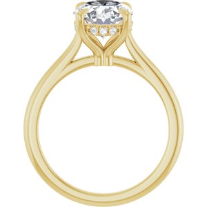 14K Yellow Gold 10x8 mm Oval Hidden Halo-Style Engagement Ring. 127198:931:P