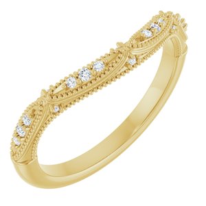 14K Yellow Gold 1.2 mm Round Accented Contour Band. 127357:109:P
