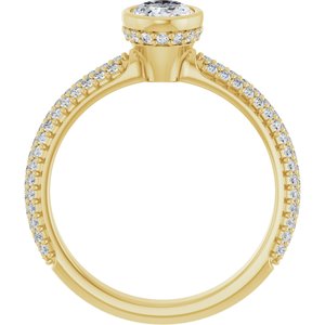 14K Yellow Gold 7x5 mm Oval Bezel-Set Hidden Halo-Style Accented Engagement Ring. 127233:2963:P