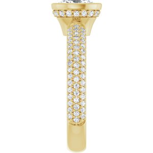 14K Yellow Gold 7x5 mm Oval Bezel-Set Hidden Halo-Style Accented Engagement Ring. 127233:2963:P