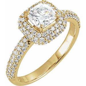 14K Yellow Gold 3/4 CTW Diamond Pave Hidden Halo-Style Accented Engagement Ring. 67581:104:P