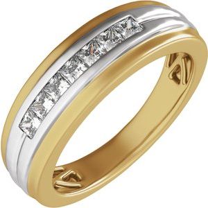 14K Yellow/White Gold 1/2 CTW Diamond Men's Band. 689396:LG700:P