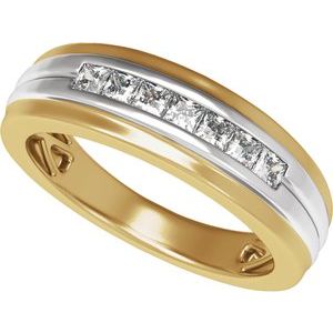 14K Yellow/White Gold 1/2 CTW Diamond Men's Band. 689396:LG700:P
