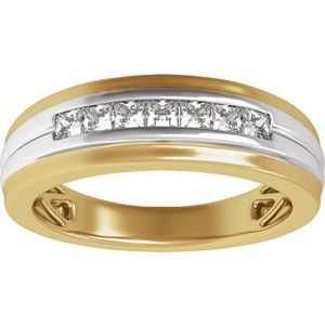14K Yellow/White Gold 1/2 CTW Diamond Men's Band. 689396:LG700:P