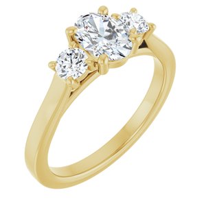 14K Yellow Gold 7x5 mm Oval Three-Stone Engagement Ring 127228:616:P