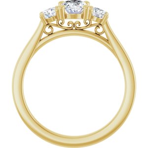 14K Yellow Gold 7x5 mm Oval Three-Stone Engagement Ring 127228:616:P