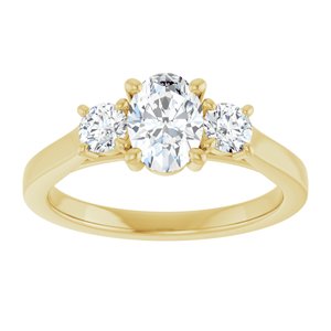 14K Yellow Gold 7x5 mm Oval Three-Stone Engagement Ring 127228:616:P