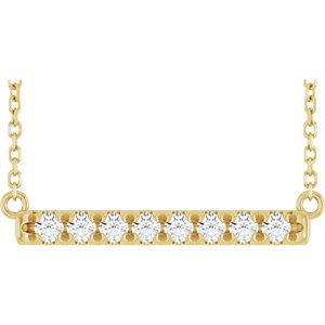 14K Yellow Gold 1/4 CTW Diamond French-Set Bar 18" Necklace