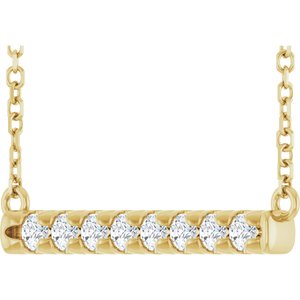 14K Yellow Gold 1/4 CTW Diamond French-Set Bar 18" Necklace
