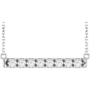 14K White Gold 1/2 CTW Diamond French-Set Bar 18" Necklace. 86969:725:P