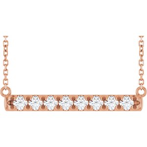 14K Rose Gold 1/2 CTW Diamond French-Set Bar 18" Necklace. 86969:727:P