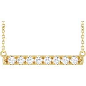 14K Yellow Gold 1/2 CTW Diamond French-Set Bar 18" Necklace. 86969:726:P