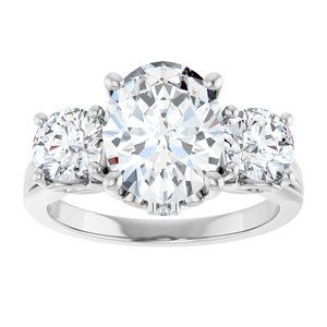 14K White Gold 10x8 mm Oval Three-Stone Engagement Ring 126964:209:P