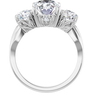 14K White Gold 10x8 mm Oval Three-Stone Engagement Ring 126964:209:P