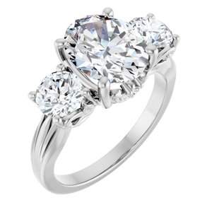 14K White Gold 10x8 mm Oval Three-Stone Engagement Ring 126964:209:P