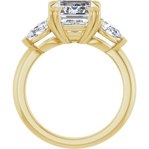14K Yellow Gold 10x8 mm Emerald Double Claw-Prong Three-Stone Engagement Ring. 127138:297:P