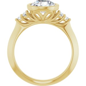 14K Yellow Gold 8 mm Round Bezel-Set Accented Engagement Ring. 127219:255:P