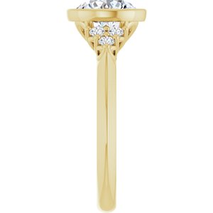 14K Yellow Gold 8 mm Round Bezel-Set Accented Engagement Ring. 127219:255:P
