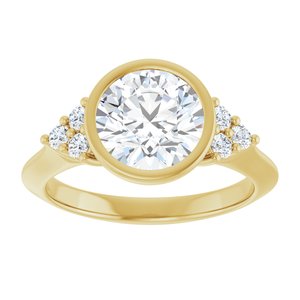 14K Yellow Gold 8 mm Round Bezel-Set Accented Engagement Ring. 127219:255:P