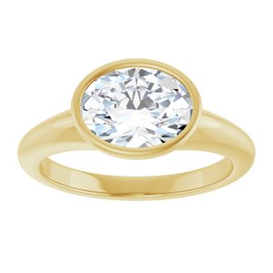 14K Yellow Gold 9x7 mm Oval Bezel-Set Solitaire Engagement Ring. 127216:1847:P