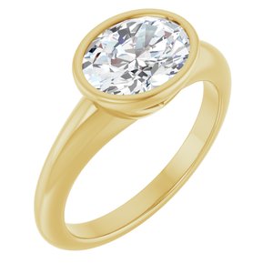 14K Yellow Gold 9x7 mm Oval Bezel-Set Solitaire Engagement Ring. 127216:1847:P