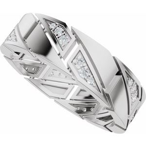 14K White Gold 1/4 CTW Diamond Eternity Men's Band. 689552:601:P