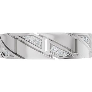14K White Gold 1/4 CTW Diamond Eternity Men's Band. 689552:601:P