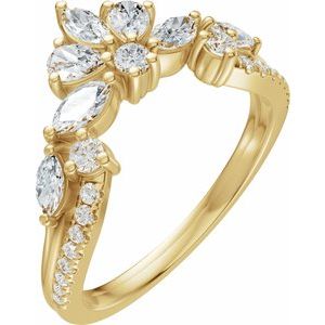 14K Yellow Gold 3/4 CTW Diamond Contour Band. 689481:LG700:P