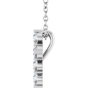 14K White Gold 1/4 CTW Diamond Cross Necklace