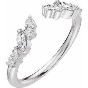 14K White Gold 1/4 CTW Diamond Open Band Size 7. 689544:LG701:P