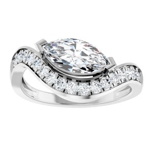 14K White Gold 10x5 mm Marquise 1/4 CTW Diamond Accented Engagement Ring. 689563:601:P