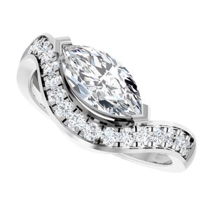 14K White Gold 10x5 mm Marquise 1/4 CTW Diamond Accented Engagement Ring. 689563:601:P