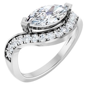14K White Gold 10x5 mm Marquise 1/4 CTW Diamond Accented Engagement Ring. 689563:601:P