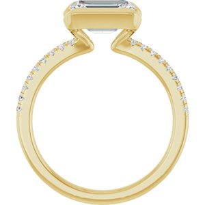 14K Yellow Gold 8x6 mm Emerald 1/6 CTW Diamond Half-Bezel Accented Engagement Ring. 689523:600:P