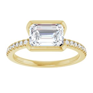 14K Yellow Gold 8x6 mm Emerald 1/6 CTW Diamond Half-Bezel Accented Engagement Ring. 689523:600:P