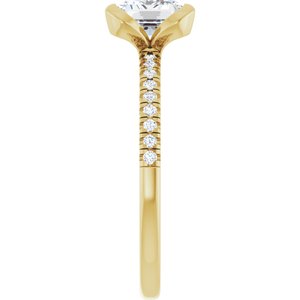14K Yellow Gold 8x6 mm Emerald 1/6 CTW Diamond Half-Bezel Accented Engagement Ring. 689523:600:P