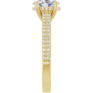 14K Yellow Gold 8x6 mm Oval Hidden Halo-Style Accented Engagement Ring. 127236:1351:P