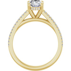 14K Yellow Gold 8x6 mm Oval Hidden Halo-Style Accented Engagement Ring. 127236:1351:P