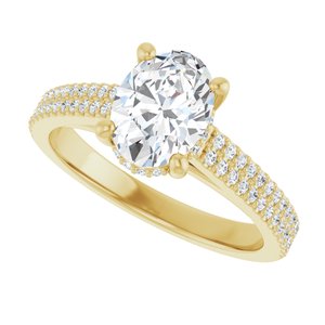 14K Yellow Gold 8x6 mm Oval Hidden Halo-Style Accented Engagement Ring. 127236:1351:P