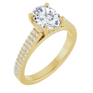 14K Yellow Gold 8x6 mm Oval Hidden Halo-Style Accented Engagement Ring. 127236:1351:P