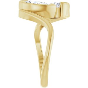 14K Yellow Gold 2 3/4 CTW Pear Diamond Two-Stone Half Bezel-Set Engagement Ring. 689531:LG706:P