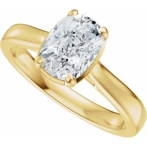 14K Yellow Gold 7x5 mm Elongated Cushion Solitaire Engagement Ring. 689419:700:P