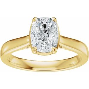 14K Yellow Gold 7x5 mm Elongated Cushion Solitaire Engagement Ring. 689419:700:P