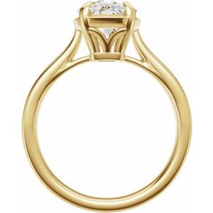 14K Yellow Gold 9x7 mm Elongated Cushion Engagement Ring. 689419:706:P