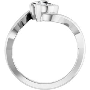 14K White Gold 1 CTW Pear Diamond Two-Stone Half Bezel-Set Engagement Ring. 689531:LG701:P