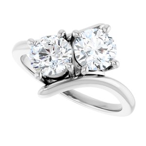 14K White Gold 5.8 mm Round Two-Stone Engagement Ring. 122928:665:P