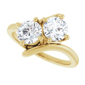 14K Yellow Gold 5.8 mm Round Two-Stone Engagement Ring. 122928:666:P