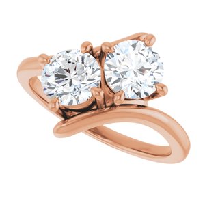 14K Rose Gold 5.8 mm Round Two-Stone Engagement Ring. 122928:667:P
