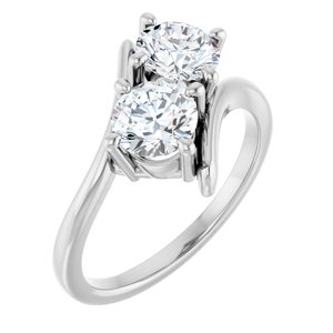 14K White Gold 5.8 mm Round Two-Stone Engagement Ring. 122928:665:P