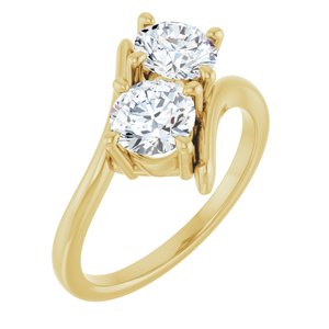 14K Yellow Gold 5.8 mm Round Two-Stone Engagement Ring. 122928:666:P